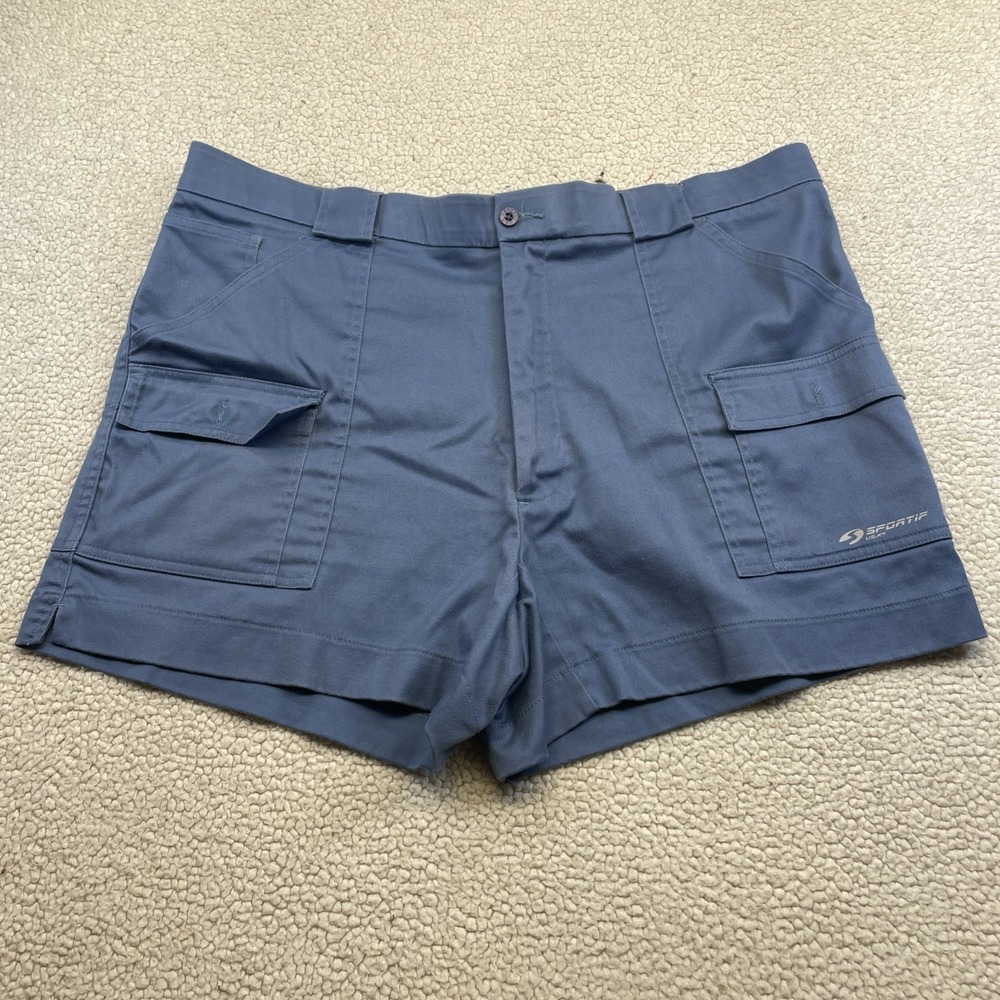 Sportif USA Cargo Shorts Mens 40 Blue Twill Multi Pocket Outdoor Hiking Utility